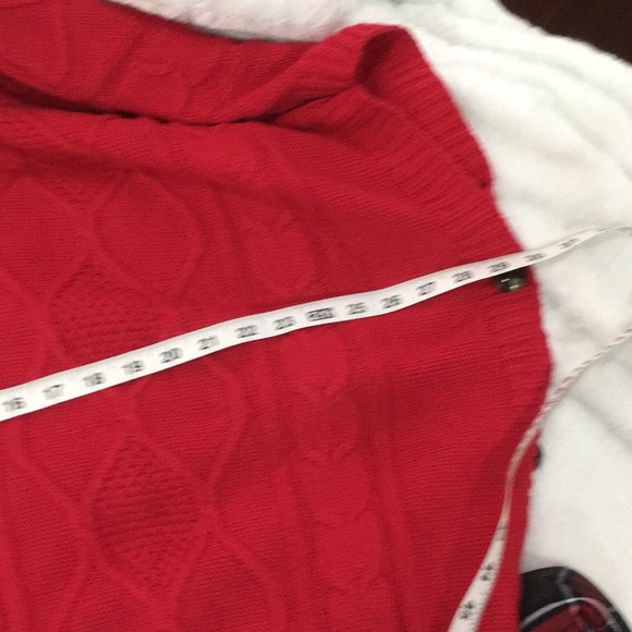 Red Cable Knit Poncho - Picture 6 of 7